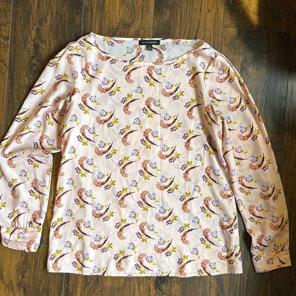 Banana Republic Floral Fern Print Blouse light pink size M (D15) - Picture 1 of 7
